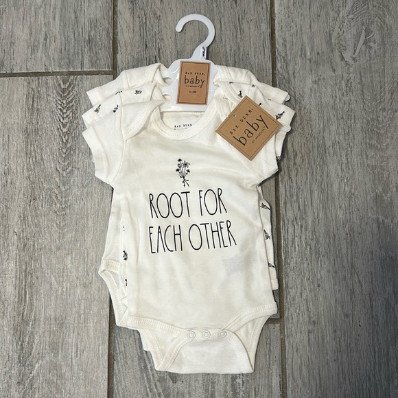 Rae Dunn Other - Rae Dunn Set of 3 Baby Onesies - Baby Good Vibes, Root for Eachother 0-3M NWT